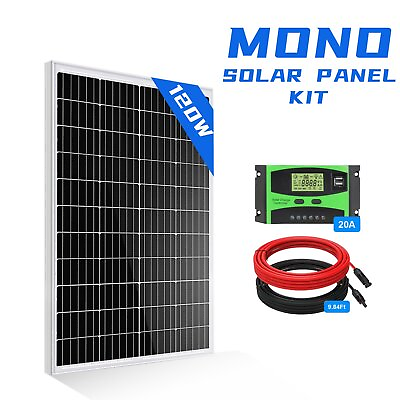 #ad 120W 12V Solar Panel Kit with High Efficiency Mono 20A PWM Charge Controller $79.99
