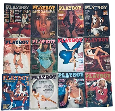 #ad VTG Playboy Magazine Lot of 12 Full 1977 Year Issue w Centerfold Newsstand $99.95
