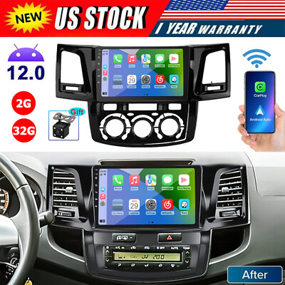 #ad CARPLAY FOR TOYOTA FORTUNER HILUX 2005 2014 ANDROID 12 CAR STEREO RADIO GPS 32G $138.04