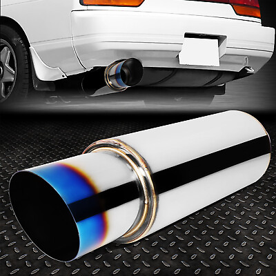 #ad 2.5quot; INLET STAINLESS STEEL STRAIGHT THROUGH EXHAUST MUFFLER 4quot;BURNT DIAGONAL TIP $32.88