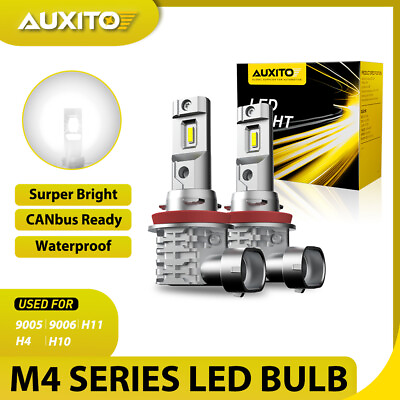 #ad AUXITO M4 LED Bulbs 9005 9006 H11 H10 H4 Headlight Fog Light Bulbs Kit 6500K $18.99