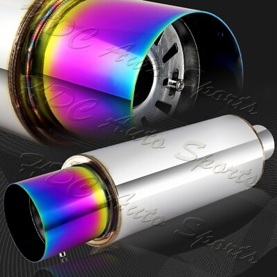 #ad 4quot; N1 Rainbow Burnt Tip Stainless T 304 Exhaust Muffler 2.5quot; Inlet Universal $35.99