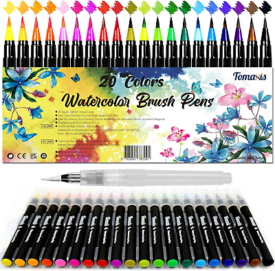 #ad Watercolor Brush Pens Art Markers Art Supplies 20Pcs Brush Marker Pens Colored $9.99