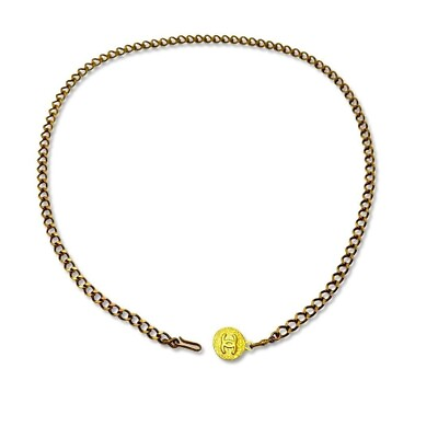 #ad CHANEL BELT AUTH Coco chain CC Gold Vintage Coin Necklace used From Japan $680.00
