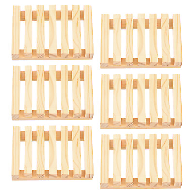 #ad Wooden Soap Tray 6Pcs Wooden Soap Dish Self Draining Soap Holder Wood Color AU $26.51
