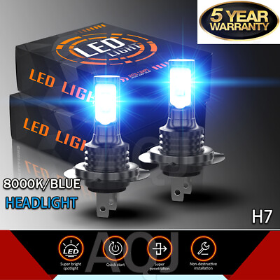 #ad 2x Super Bright H7 LED Headlight Kit High Low Beam Bulbs 3600000LM 8000K blue $15.59
