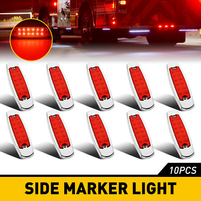 10pcs RED Side Marker Lights Clearance 12 LED Trucks Trailer For Peterbilt 12V $19.99