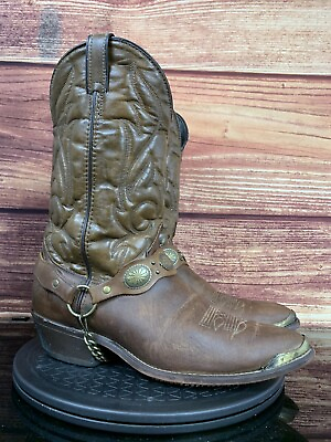 #ad Laredo Mens Brown Leather Harness Western Cowboy Boots Size US 10.5 D USA Made $49.99