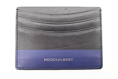 #ad Hook amp; Albert Leather Card Holder Black Blue $25.00