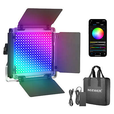 Neewer 530 RGB Led Light Lighting Kit APP with LCD Screen U Bracket Barndoor $85.49