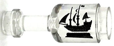 #ad Lego New Trans Clear Minifigure Utensil Bottle with Black Sailing Ship $2.99