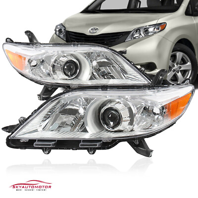 #ad Fits Toyota Sienna 2011 2014 Headlights Headlamps Chrome Factory Set Pair LHRH $99.98