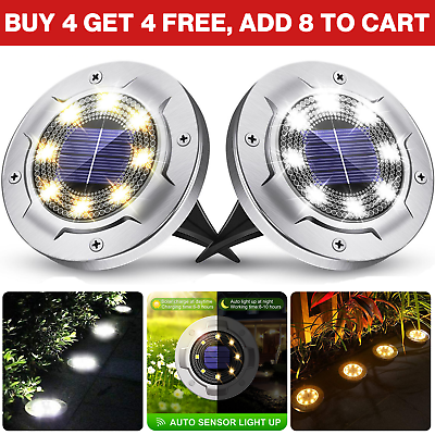 #ad CLAONER Solar In Ground Light Outdoor 8 LED Buried Lamp Lawn Garden Yard Pathway $5.99