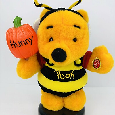 #ad Disney Store Winnie The Pooh Halloween Bee Costume Pumpkin Hunny Plush Toy $18.49