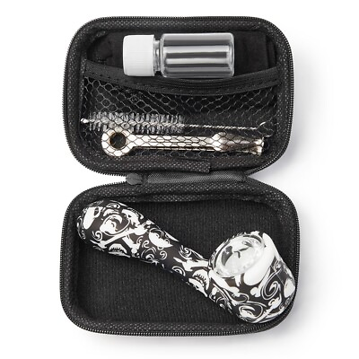#ad 4.5quot; Silicone Tobacco Smoking Pipe with Glass Bowl Storage Bag Tool Hand Pipe US $11.69