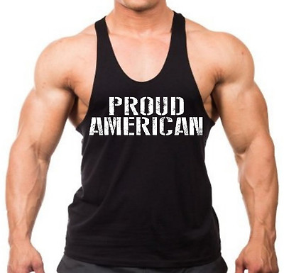 #ad Proud American Stringer Bodybuilding Y Back Tank Top Gym Training US muscle usa $11.99