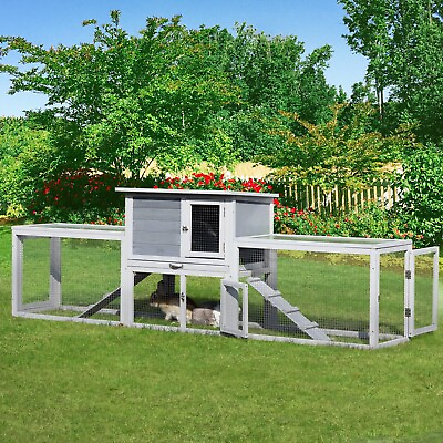 #ad COZIWOW Extra Large Rabbit Hutch Bunny Hutch Outdoor 94.5”L Wooden Rabbit Cage $129.99