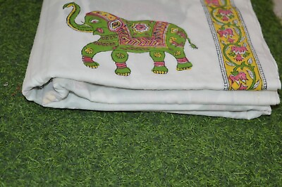 #ad 100 Yard Elephant Multi Hand Block Fabric Dress Material Cotton Fab Print 1400 $367.99