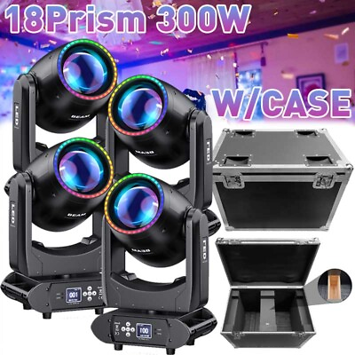#ad 4X 300W 128Prisms Beam Moving Head Lights DJ Disco GOBO Stage Lighting DMXCase $399.99