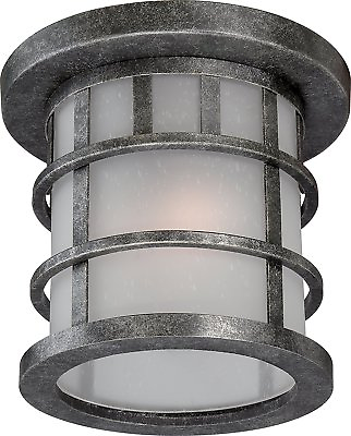 #ad Nuvo Manor ES 1 Light Aged Silver Outdoor LED Flush Mount $235 $39.99
