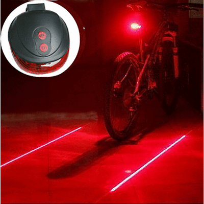 5 LED 2 Laser Bike Bicycle Light Rear Tail Flashing Safety Warning Lamp Night $5.99