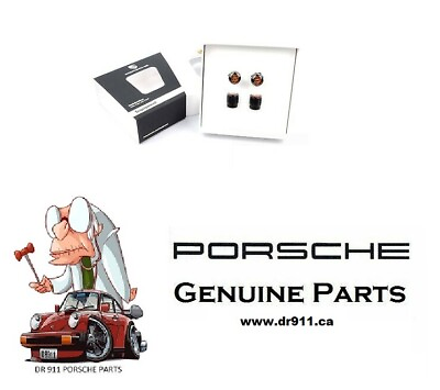 #ad Genuine Porsche Black Valve Stem Cap with Colored Crest Set 99104460267 $89.00