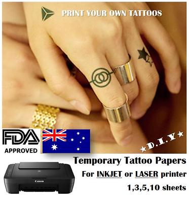 #ad A4 DIY TEMPORARY TATTOO PAPERS AUSPOST Print your own tattoos Kids Fun AU $49.99