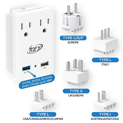 #ad International Travel Plug Power Adapter Detachable Universal Converter Kits $16.19