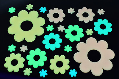 #ad DirectGlow 24 Piece Glow in the Dark Multicolor Flowers Wall Ceiling Decor $8.50
