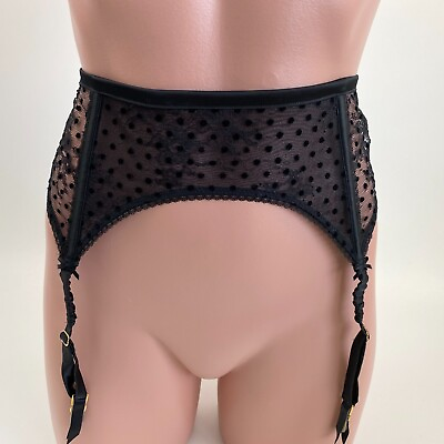 #ad Victoria#x27;s Secret Dream Angels Luxe Lingerie Garter Belt M L Black NWT $19.99