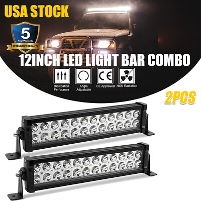 #ad 2x 12Inch LED Work Light Bar Spot Flood Combo For Jeep Offroad 4WD ATV Truck SUV $34.98