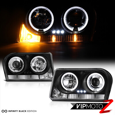 #ad NEW PAIR Halo Projector Black Headlights Signal Lamps 2009 2010 Chrysler 300 $152.95