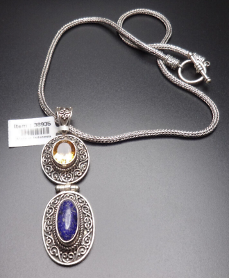 #ad Seni Busana 925 Sterling Purple amp; Orange Gem Stone Silver Toggle Necklace $99.99