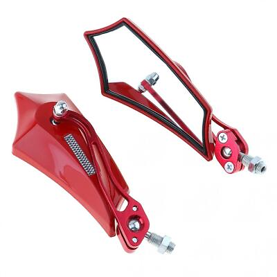 #ad 2pcs Red Rearview Mirror Aluminium Alloy Motorcycle Rearview Side Plane Mirror $15.60