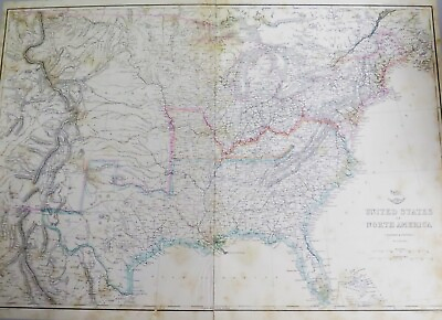 #ad .1860s CIVIL WAR ERA LARGE MAP EASTERN amp; CENTRAL UNITED STATES. WEEKLY DISPATCH. AU $116.22