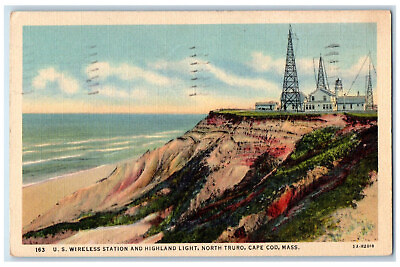 #ad 1938 U.S. Wireless Station and Highland Light North Truro Cape Cod MA Postcard $9.98