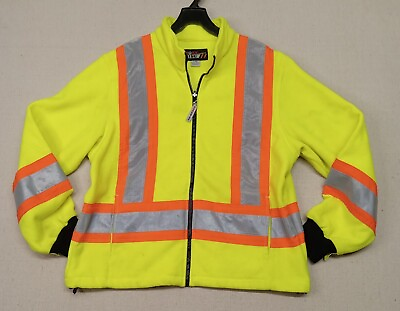 #ad Work King Safety Fleece Jacket S41311 3M Striping Construction Work Hi Vis Sz L $39.97