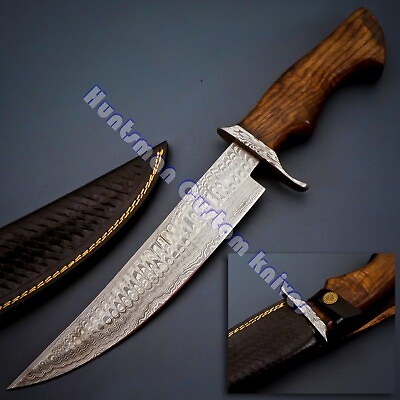 #ad Rare Found Custom Made Hand Forged Damascus Steel BOWIE with Wooden Block Grip $172.49