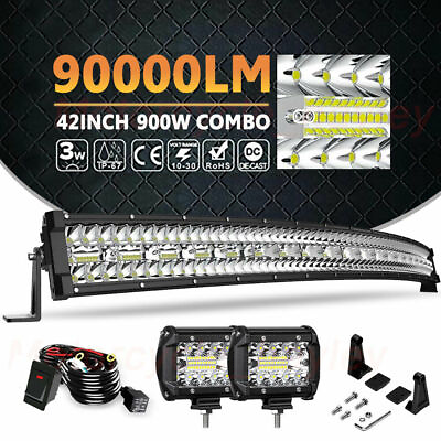 #ad #ad Curved 42quot; 900W Led Light BarPods Combo Offroad Truck Driving 4WD ATV Lamp $78.99