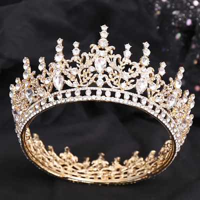 #ad Baroque Bride Crown Rhinestone Bride Headwear Dress Tiaras Crowns Hair Jewelry $33.19