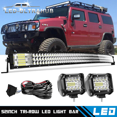 52inch LED Light Bar Curved Flood Spot Combo 4#x27;#x27; LIGHT BAR Driving 4WD Offroad $119.50