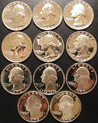 #ad 1968 1979 S Washington Quarter Proof Run 11 Coin Set US Mint minor issues $18.95