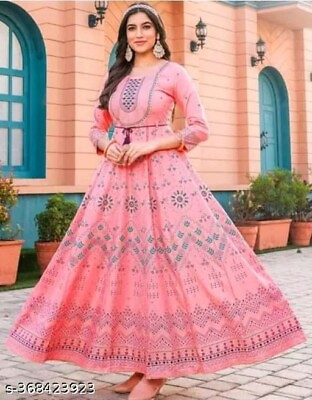 #ad Women Designer Kurta Bollywood Anarkali Long Gown Indian Party Wear Kurti $19.35