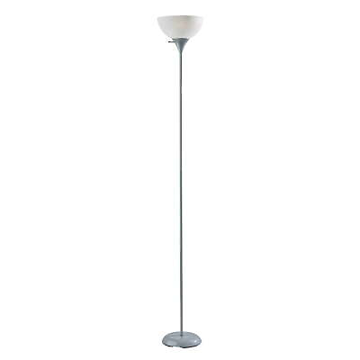 #ad 71quot; Floor Lamp w Shade Silver Plastic Modern Home Office Any Room NO Bulb $10.79