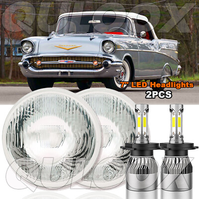 #ad Pair 7 inch Round Led Headlights Lamp Housing for Chevy Bel Air 1955 1956 1957 $88.20