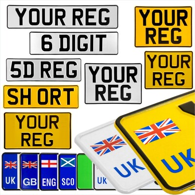 #ad Pressed Metal Number Plates Legal All Sizes: Oblong Square Short Motorcycle GBP 15.95