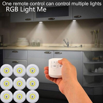 #ad Wireless Dimmable Push LED Light Remote Control Lamp Cabinet Bedside Lights $8.00