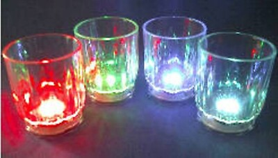 #ad 24 Flash Light Up Cups Shot Glasses Plastic 2 oz LED Drinking Blinking Barware $19.79