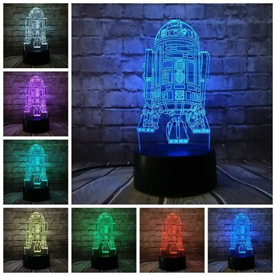 #ad 3D LED illusion R2D2 Star Wars USB 7Color Table Night Light Lamp Bedroom Gift $19.99