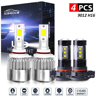 #ad 9012 LED Headlights 5202 Fog Light Bulbs for GMC Sierra 1500 2014 2015 $37.49